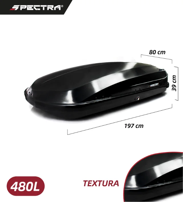 Baúl portaequipajes 480 L negro brillante