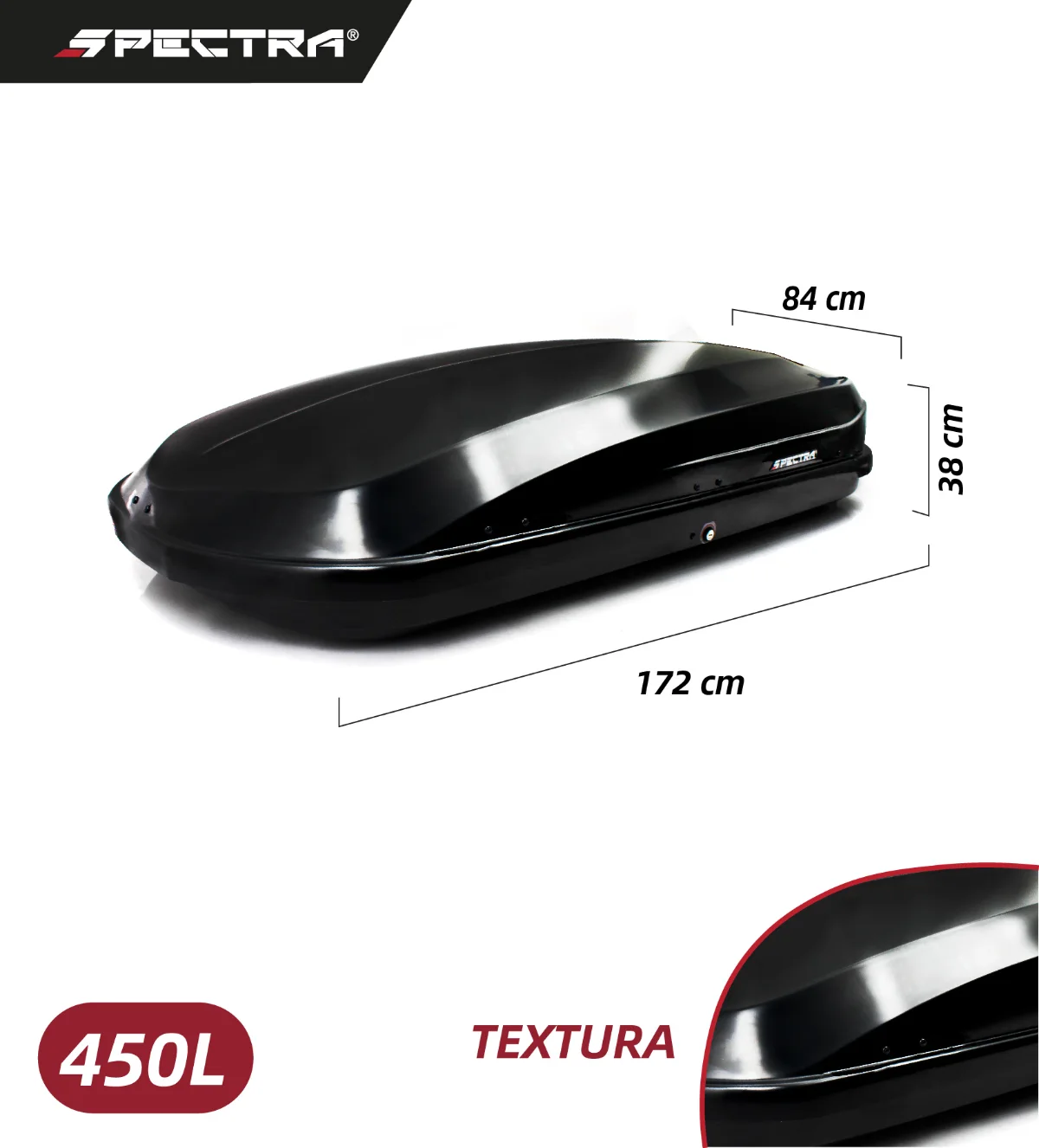 Baúl portaequipajes 450 L negro brillante