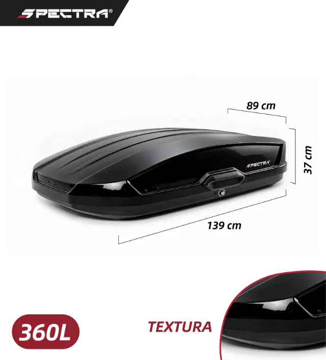 Baúl portaequipajes 360L negro brillante
